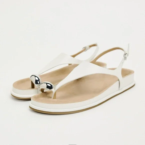 Zara | Shoes | Zara Embellished Metallic Leather Sandals